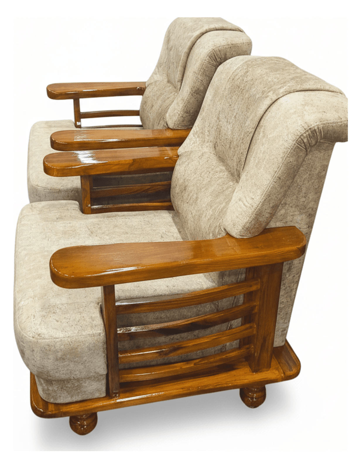 Solid Wood Upholstered Armchair Set