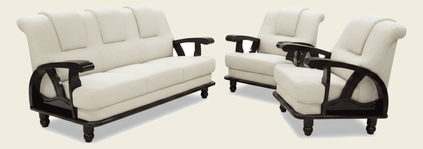 Handcrafted Solid Wood 5-Seater Sofa Set with Two-Tone Upholstery