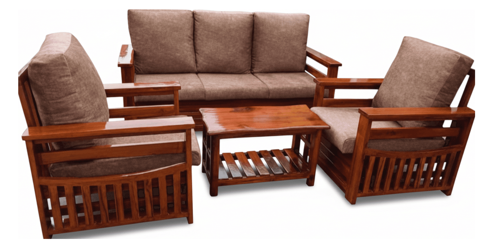 Solid Wood Sofa Set with Coffee Table